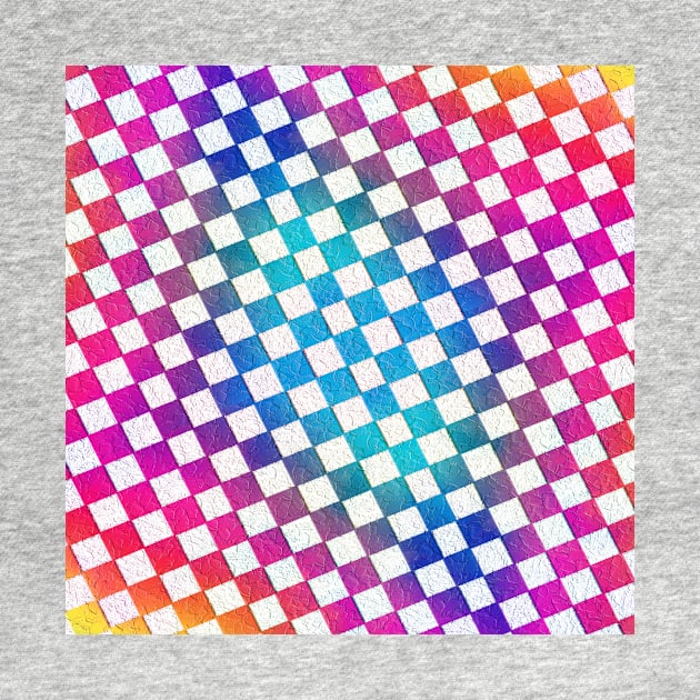 Cool colourful check pattern with pink blue and re by KK-Royal